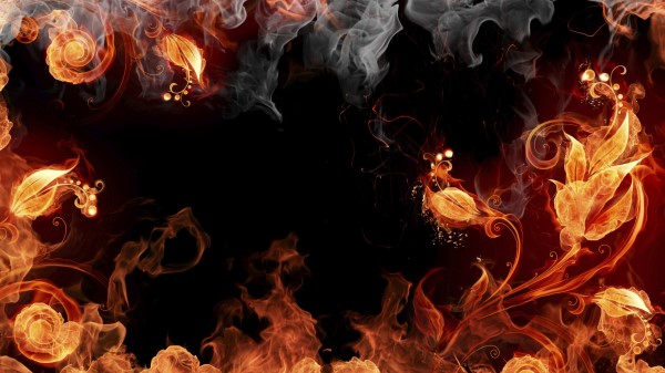 Fire Smoke Flowers Patterns Wallpaper