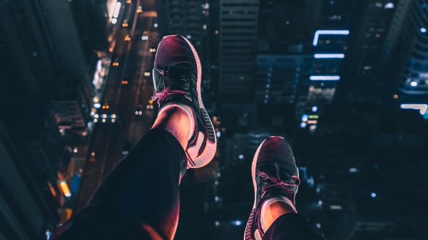Night City Feet Aerial View Wallpaper