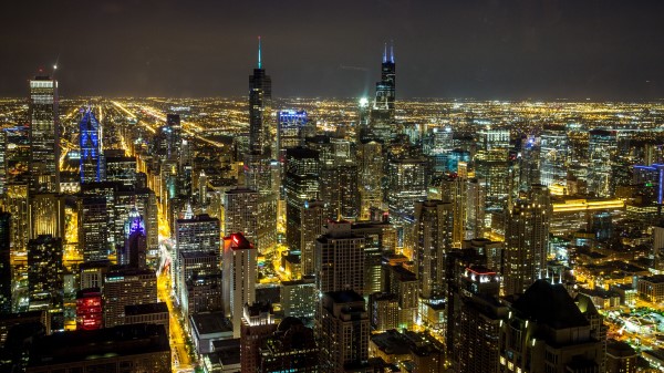 Night City Glow Lights Wallpaper