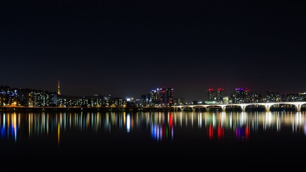 Night City Panorama City Lights Wallpaper