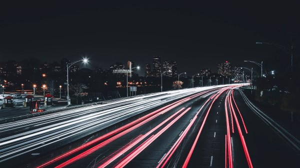 Night City Road Light Wallpaper