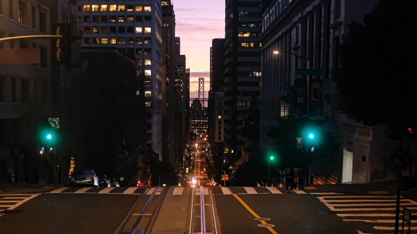 Night City Road Rails Wallpaper