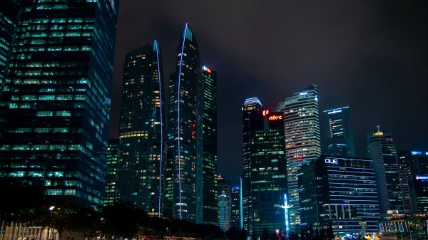 Night City Skyscrapers Buildings Photo wallpaper