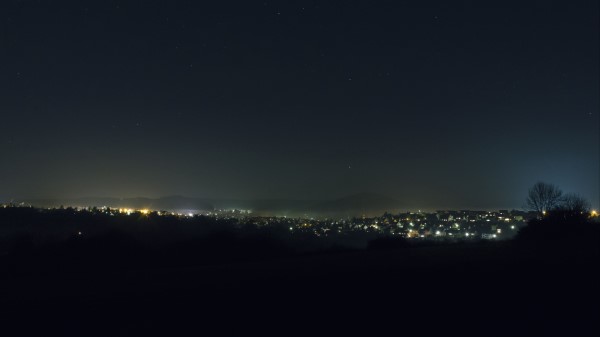 Night City Starry Sky Night Wallpaper