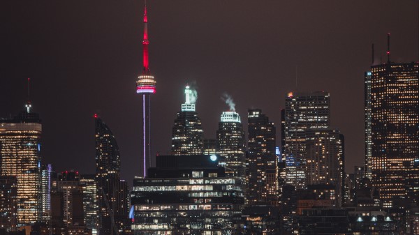 Night City Tower Glow Wallpaper