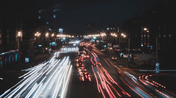 Night City Traffic Road Wallpaper
