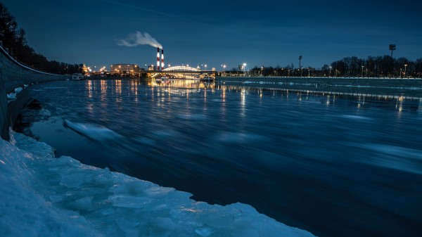 River Night City Lights wallpaper