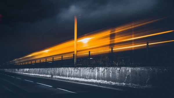 Road Light Pillar Sky Clouds Night wallpaper
