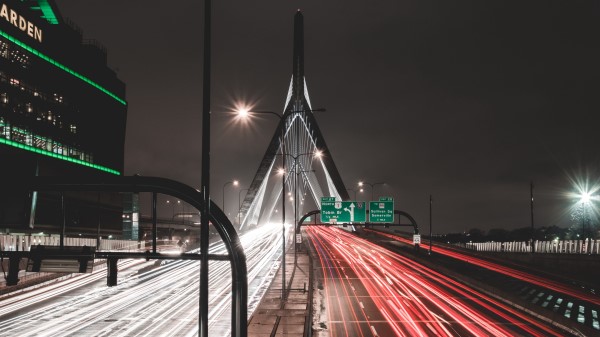 Road Route Bridge Marking Night wallpaper