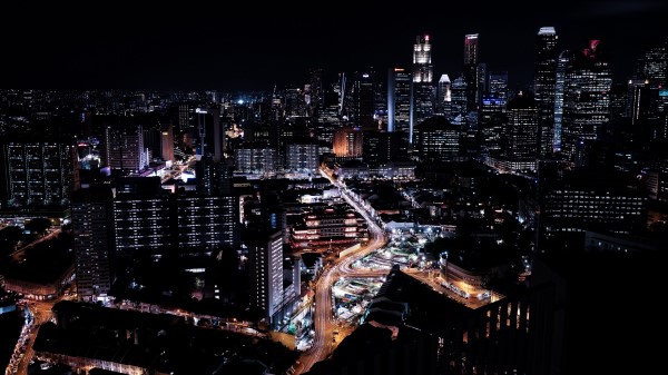 Singapore Skyscrapers Night Night City wallpaper