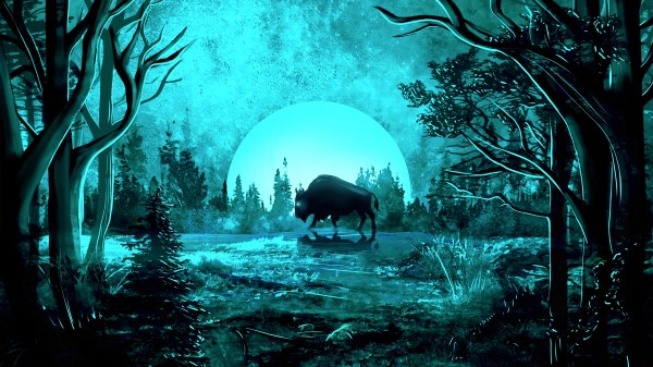 Bison Moon Night wallpaper