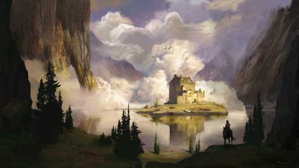 Castle Clouds Lake Wallpaper