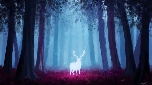 Deer Forest Art Wallpaper