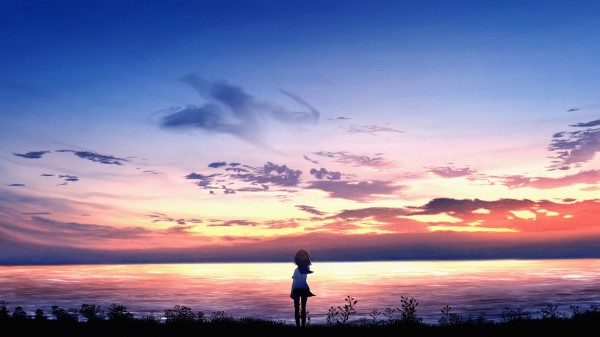 Girl Silhouette Sea Wallpaper