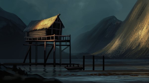 Hut Water Slope Wallpaper