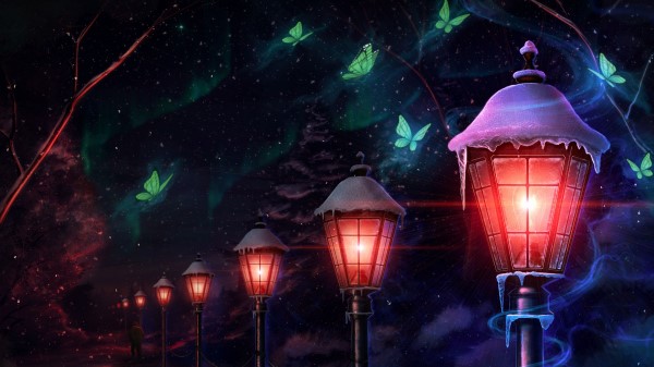 Lights Moths Butterflies Wallpaper