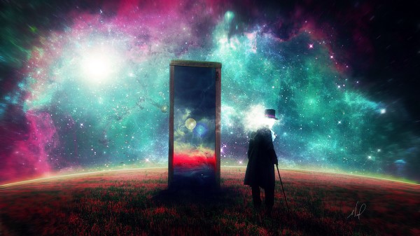 Man Mirror Space Wallpaper