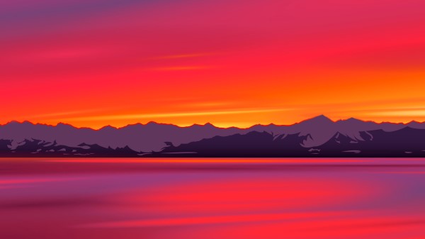 Mountains Sunset River Wallpaper