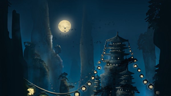 Pagoda Flashlights Moon Wallpaper