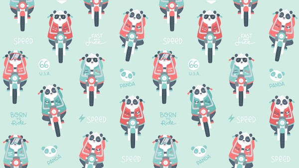 Panda Motorcycle Pattern Wallpaper