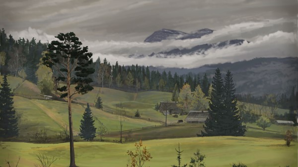 Pine Fence Forest Wallpaper