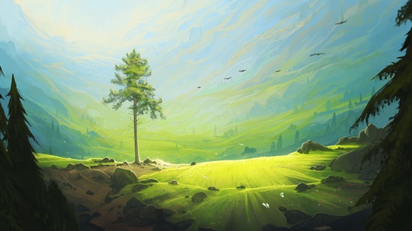 Pine Tree Stones Wallpaper