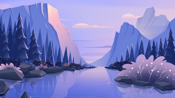 River Mountains Landscape Wallpaper