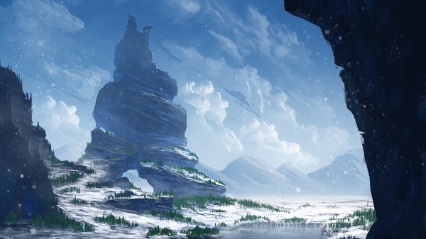 Rocks Mountains Snow Wallpaper