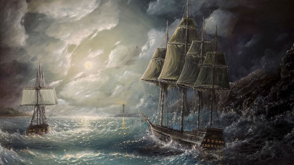 Sea Sail Drawing Art Stor Wallpaper