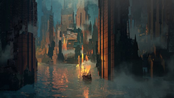 Ship City Futurism Wallpaper