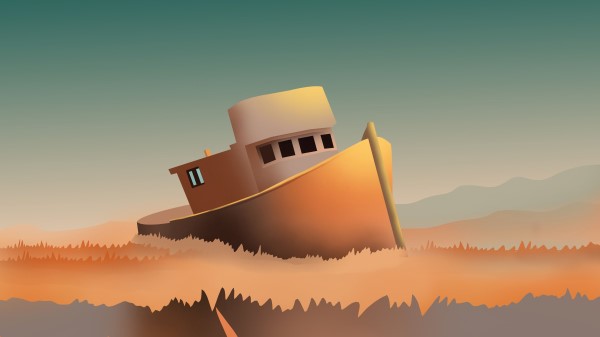 Ship Ruins Grass Wallpaper