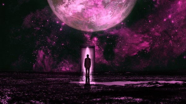 Silhouette Planet Lilac Wallpaper