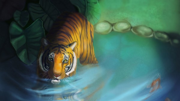 Tiger Lake Art Wallpaper