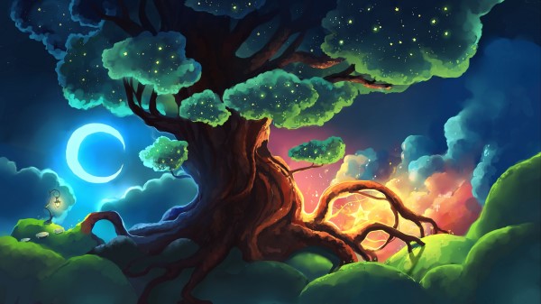 Tree Stars Glow Wallpaper