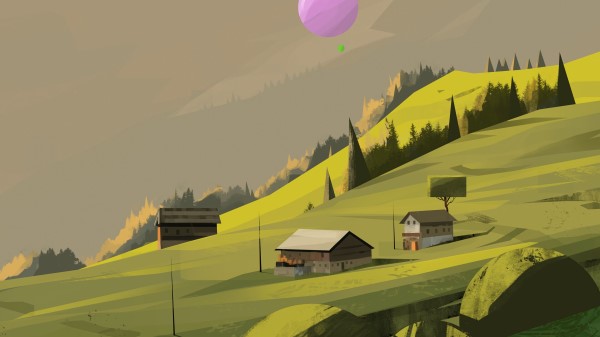 Village Houses Trees Wallpaper