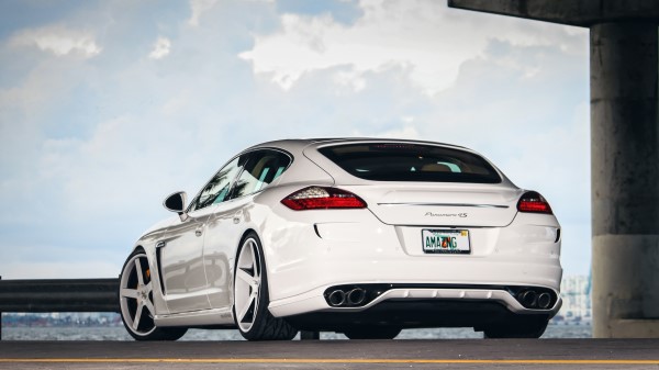 Porsche Panamera Rear View White Auto wallpaper