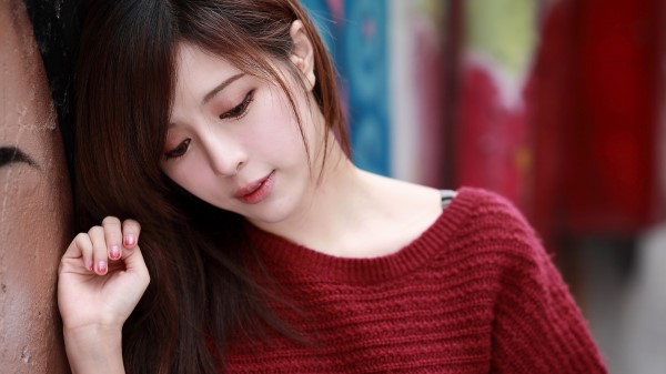 Julie Chang In A Red Sweater Wallpaper
