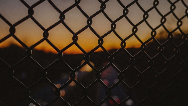 Grid Fence Night Dark Wallpaper