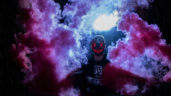 Man Mask Colored Smoke Wallpaper
