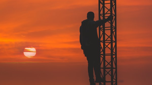 Man Silhouette Height Sky Wallpaper