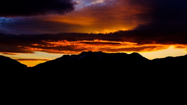 Mountains Sky Sunset Clouds Dark Wallpaper