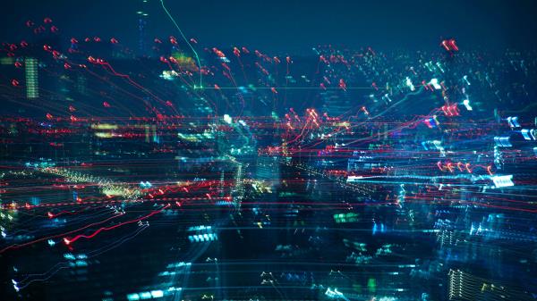 Neon Buildings Night City Wallpaper