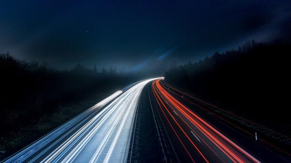 Road Backlight Long Exposure Wallpaper