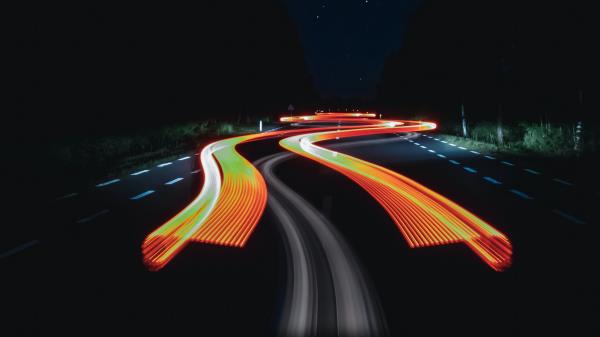 Road Long Exposure Glow Image Wallpaper