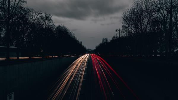 Road Long Exposure Glow Wallpaper