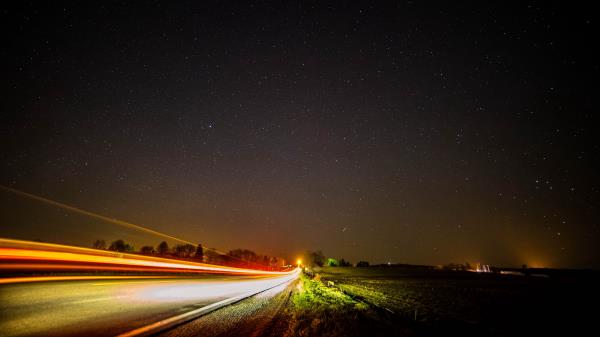 Road Long Exposure Starry Sky Wallpaper