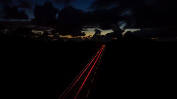 Road Night Turn Sky Wallpaper