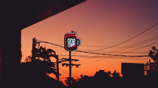 Signboard Cafeteria Night Wallpaper
