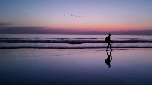 Silhouette Alone Beach Wallpaper