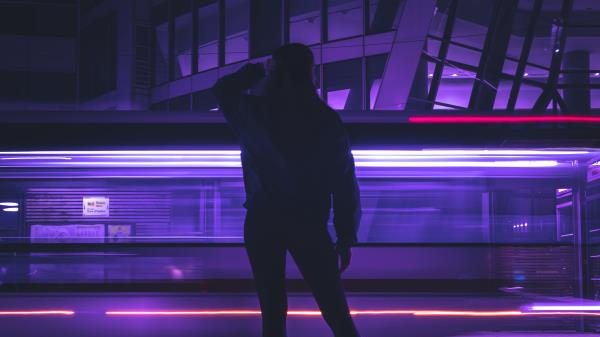 Silhouette Figure Neon Wallpaper